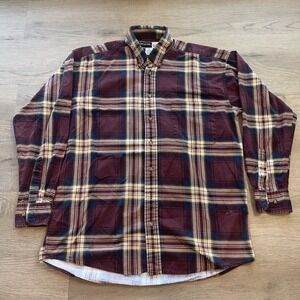 Alexander Martin Burgundy Plaid Long Sleeve Casual Shirt 100% Cotton Size MT/ML